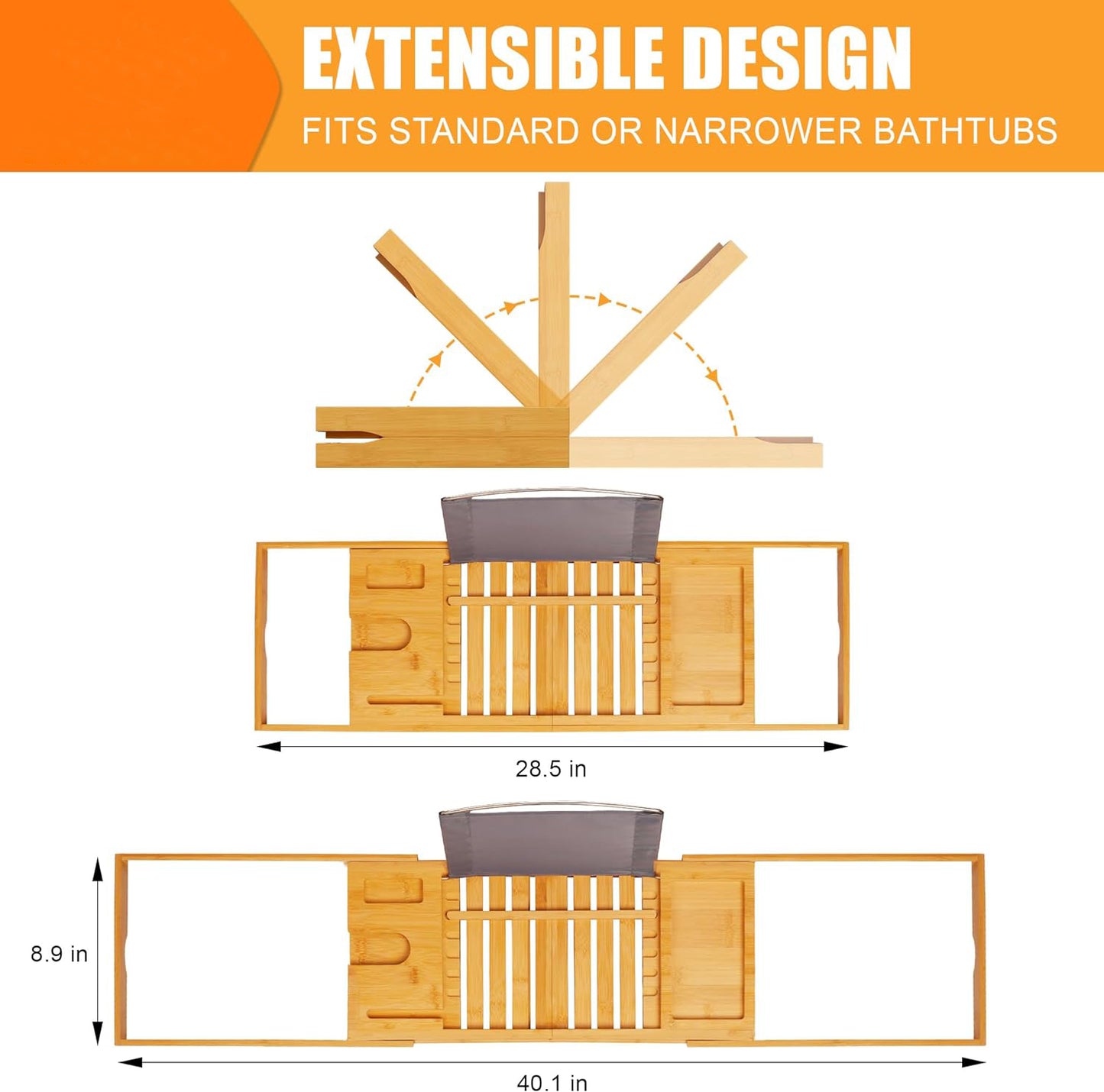 Foldable Bamboo Bath Table Tray